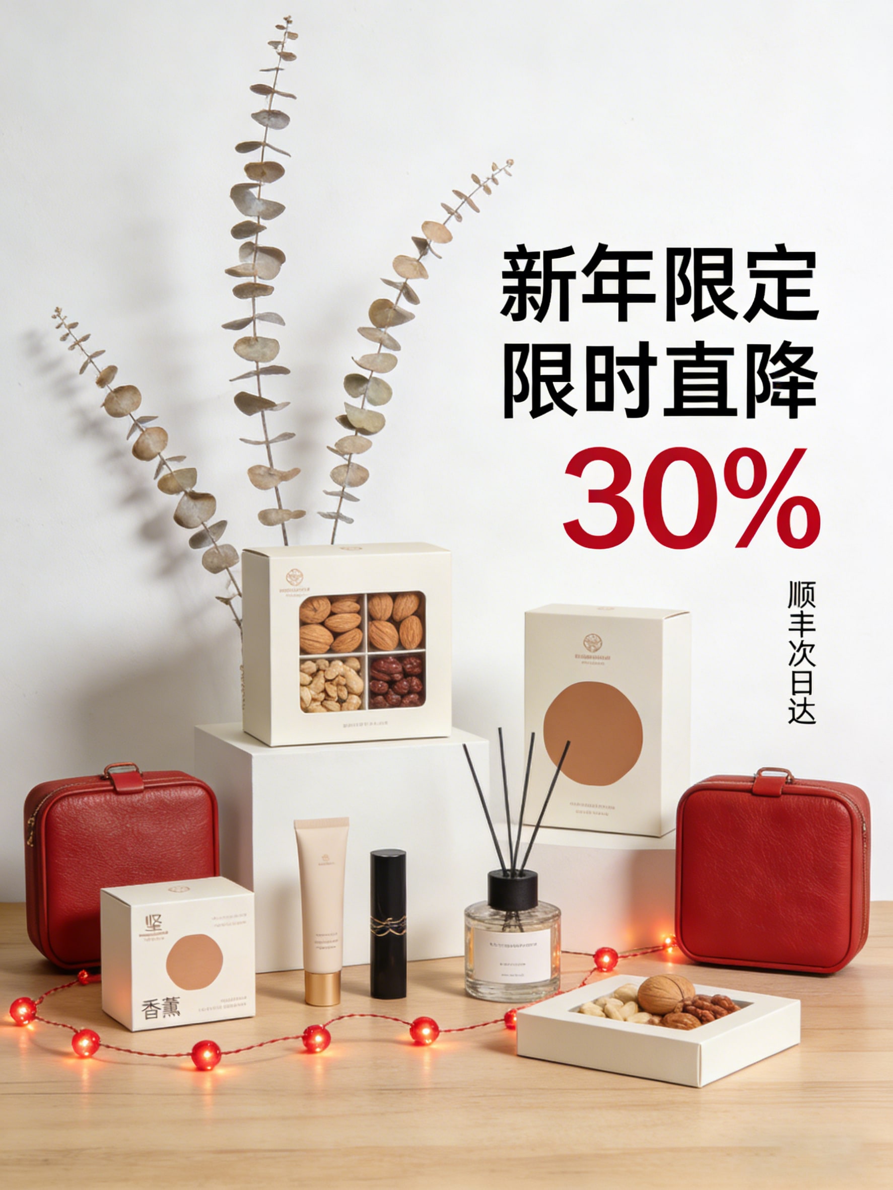 年货节中文折扣大促营销长图